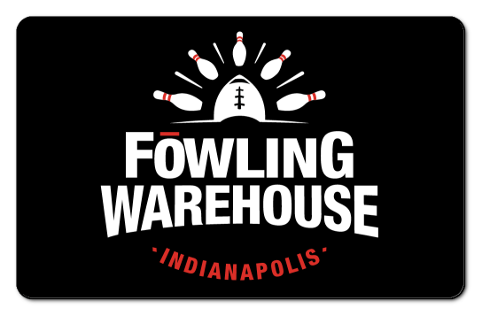 fowling warehouse pins logo on a black background